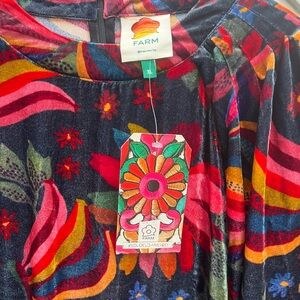 Farm Rio Banana Sky Women's Velvet Mini Dress Black Floral Size XL NWT